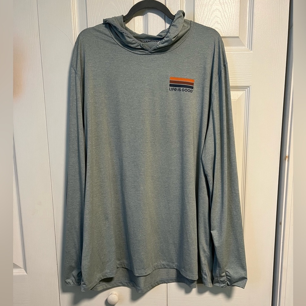 Life is Good Mens XXL Hooded Long Sleeve Active Shirt